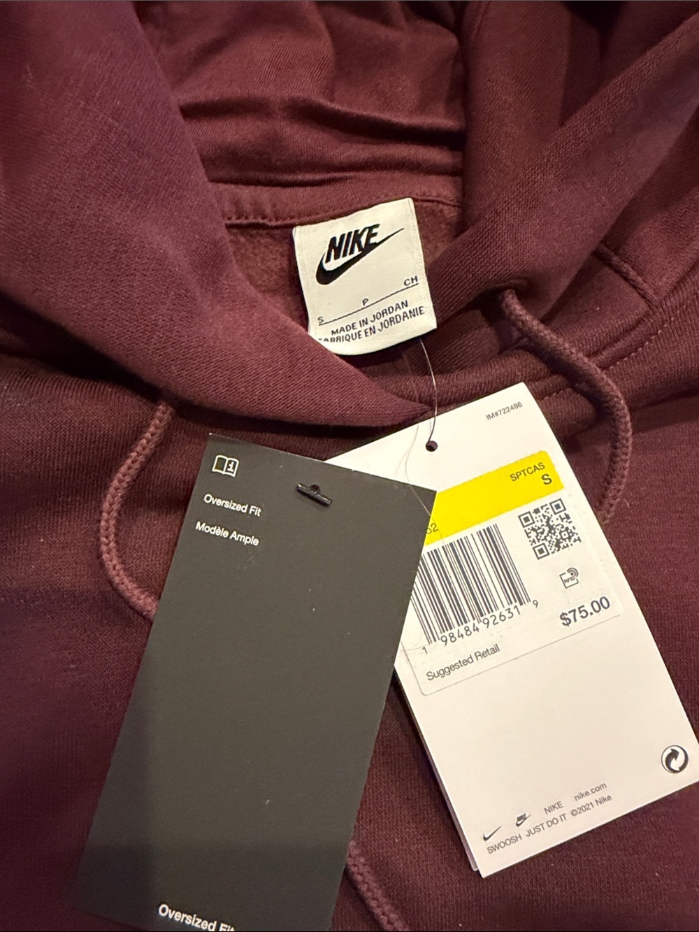NWT Nike Phoenix Fleece Maroon Hooded Sweatshirt and Joggers Set - Picture 9 of 12